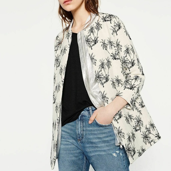 Zara Jackets & Blazers - Zara Basic Collection Jacquard Coat Jacket Sz L